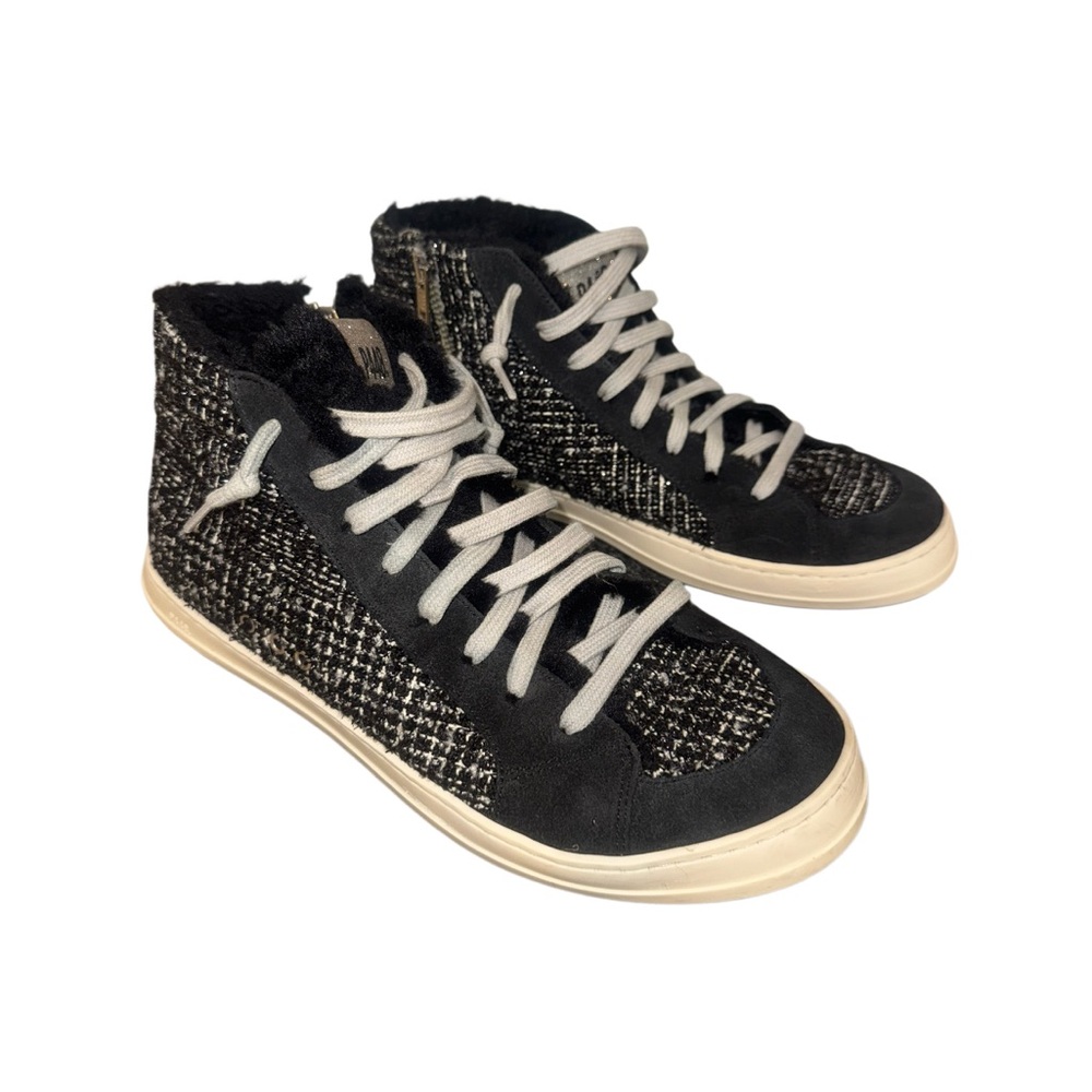 P448 from Bloomingdale’s skate faux fur suede trim high top sneakers size 40 9.5 - Picture 14 of 16